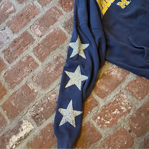 Vintage Michigan Men's Blue Oversized Hoodie Sweatshirt Stars Furst of a Kind - Picture 11 of 16